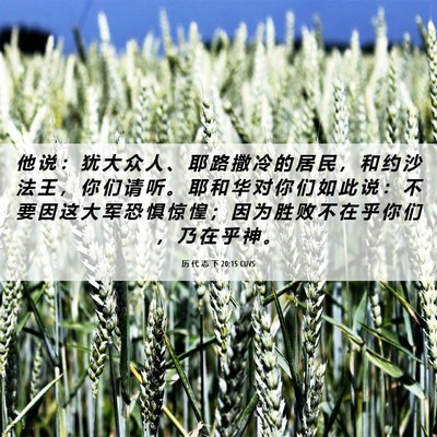 Picture 06 - 历 代 志 下 20:15 CUVS - 他 说 ： 犹 大 众 人 、 耶 路 撒 冷 - Bible Verse Picture