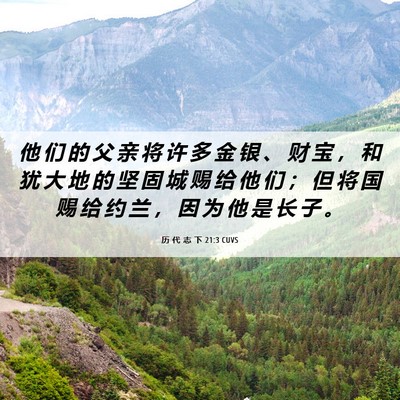 Picture 06 - 历 代 志 下 21:3 CUVS - 他 们 的 父 亲 将 许 多 金 银 、 财 - Bible Verse Picture
