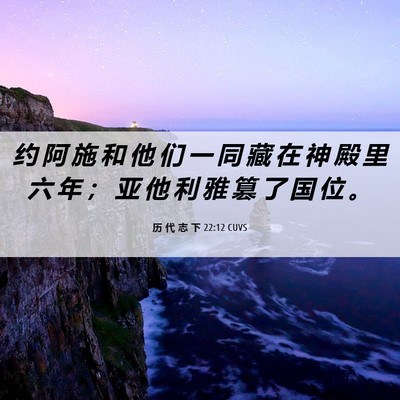 Picture 06 - 历 代 志 下 22:12 CUVS - 约 阿 施 和 他 们 一 同 藏 在 神 殿 - Bible Verse Picture