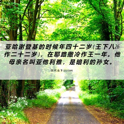 Picture 06 - 历 代 志 下 22:2 CUVS - 亚 哈 谢 登 基 的 时 候 年 四 十 二 - Bible Verse Picture
