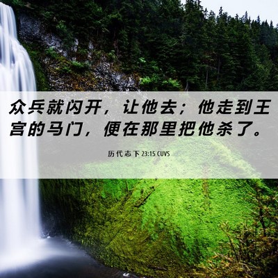 Picture 06 - 历 代 志 下 23:15 CUVS - 众 兵 就 闪 开 ， 让 他 去 ； 他 走 - Bible Verse Picture
