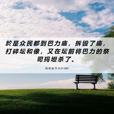 Picture 06 - 历 代 志 下 23:17 CUVS - 於 是 众 民 都 到 巴 力 庙 ， 拆 毁 - Bible Verse Picture
