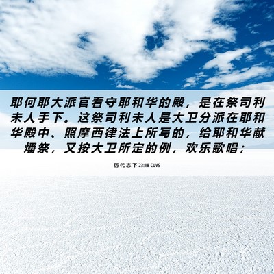 Picture 06 - 历 代 志 下 23:18 CUVS - 耶 何 耶 大 派 官 看 守 耶 和 华 的 - Bible Verse Picture