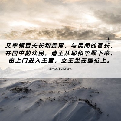 Picture 06 - 历 代 志 下 23:20 CUVS - 又 率 领 百 夫 长 和 贵 胄 ， 与 民 - Bible Verse Picture