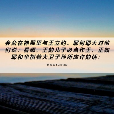 Picture 06 - 历 代 志 下 23:3 CUVS - 会 众 在 神 殿 里 与 王 立 约 。 耶 - Bible Verse Picture