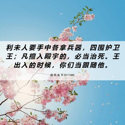 Picture 06 - 历 代 志 下 23:7 CUVS - 利 未 人 要 手 中 各 拿 兵 器 ， 四 - Bible Verse Picture