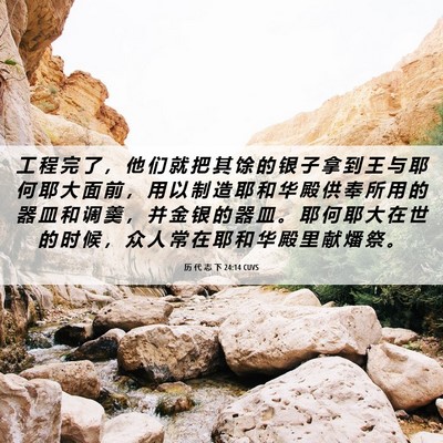Picture 06 - 历 代 志 下 24:14 CUVS - 工 程 完 了 ， 他 们 就 把 其 馀 的 - Bible Verse Picture