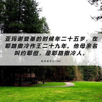 Picture 06 - 历 代 志 下 25:1 CUVS - 亚 玛 谢 登 基 的 时 候 年 二 十 五 - Bible Verse Picture