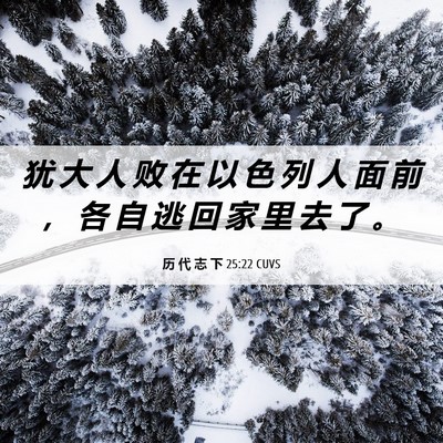 Picture 06 - 历 代 志 下 25:22 CUVS - 犹 大 人 败 在 以 色 列 人 面 前 ， - Bible Verse Picture