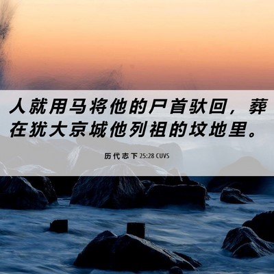 Picture 06 - 历 代 志 下 25:28 CUVS - 人 就 用 马 将 他 的 尸 首 驮 回 ， - Bible Verse Picture