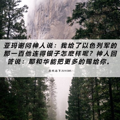 Picture 06 - 历 代 志 下 25:9 CUVS - 亚 玛 谢 问 神 人 说 ： 我 给 了 以 - Bible Verse Picture