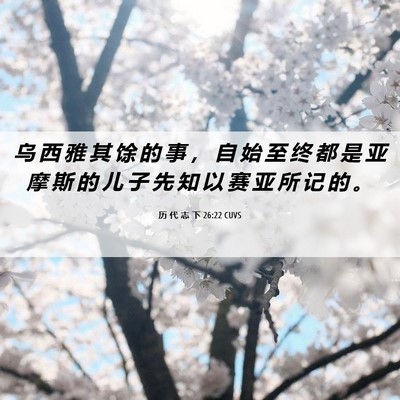 Picture 06 - 历 代 志 下 26:22 CUVS - 乌 西 雅 其 馀 的 事 ， 自 始 至 终 - Bible Verse Picture