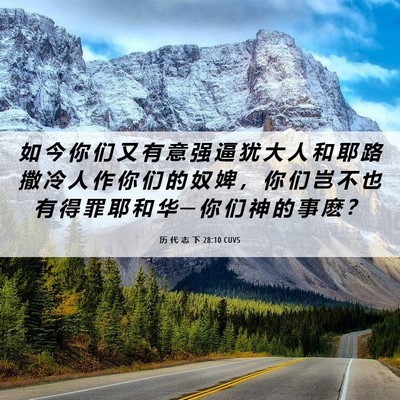 Picture 06 - 历 代 志 下 28:10 CUVS - 如 今 你 们 又 有 意 强 逼 犹 大 人 - Bible Verse Picture