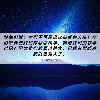 Picture 06 - 历 代 志 下 28:13 CUVS - 对 他 们 说 ： 你 们 不 可 带 进 这 - Bible Verse Picture