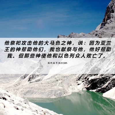 Picture 06 - 历 代 志 下 28:23 CUVS - 他 祭 祀 攻 击 他 的 大 马 色 之 神 - Bible Verse Picture