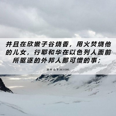 Picture 06 - 历 代 志 下 28:3 CUVS - 并 且 在 欣 嫩 子 谷 烧 香 ， 用 火 - Bible Verse Picture