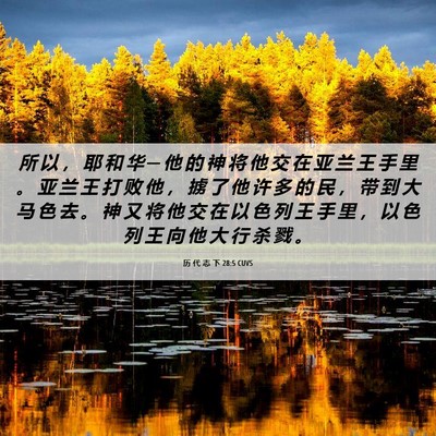 Picture 06 - 历 代 志 下 28:5 CUVS - 所 以 ， 耶 和 华 ─ 他 的 神 将 他 - Bible Verse Picture