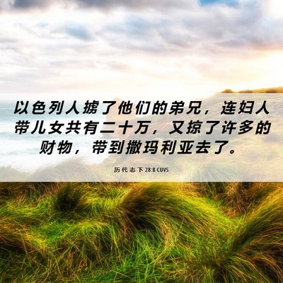 Picture 06 - 历 代 志 下 28:8 CUVS - 以 色 列 人 掳 了 他 们 的 弟 兄 ， - Bible Verse Picture