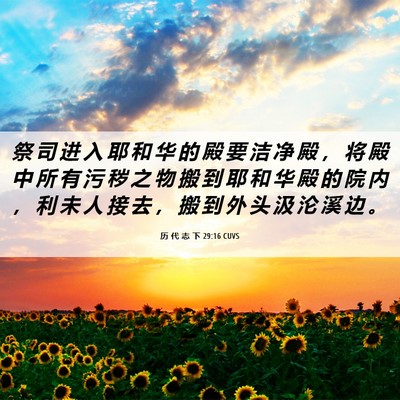 Picture 06 - 历 代 志 下 29:16 CUVS - 祭 司 进 入 耶 和 华 的 殿 要 洁 净 - Bible Verse Picture
