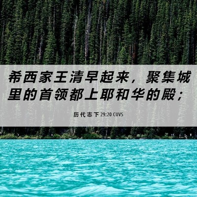 Picture 06 - 历 代 志 下 29:20 CUVS - 希 西 家 王 清 早 起 来 ， 聚 集 城 - Bible Verse Picture