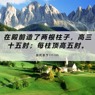 Picture 06 - 历 代 志 下 3:15 CUVS - 在 殿 前 造 了 两 根 柱 子 ， 高 三 - Bible Verse Picture
