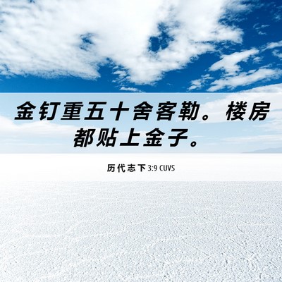 Picture 06 - 历 代 志 下 3:9 CUVS - 金 钉 重 五 十 舍 客 勒 。 楼 房 都 - Bible Verse Picture