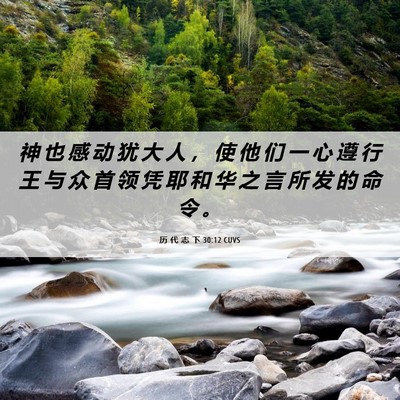 Picture 06 - 历 代 志 下 30:12 CUVS - 神 也 感 动 犹 大 人 ， 使 他 们 一 - Bible Verse Picture