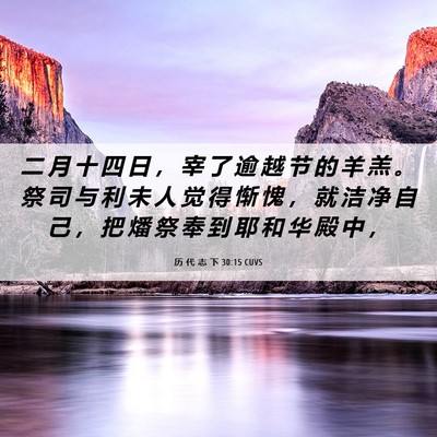 Picture 06 - 历 代 志 下 30:15 CUVS - 二 月 十 四 日 ， 宰 了 逾 越 节 的 - Bible Verse Picture