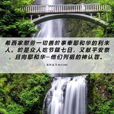 Picture 06 - 历 代 志 下 30:22 CUVS - 希 西 家 慰 劳 一 切 善 於 事 奉 耶 - Bible Verse Picture