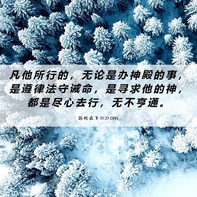 Picture 06 - 历 代 志 下 31:21 CUVS - 凡 他 所 行 的 ， 无 论 是 办 神 殿 - Bible Verse Picture
