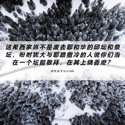Picture 06 - 历 代 志 下 32:12 CUVS - 这 希 西 家 岂 不 是 废 去 耶 和 华 - Bible Verse Picture