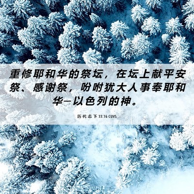 Picture 06 - 历 代 志 下 33:16 CUVS - 重 修 耶 和 华 的 祭 坛 ， 在 坛 上 - Bible Verse Picture