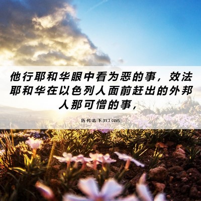 Picture 06 - 历 代 志 下 33:2 CUVS - 他 行 耶 和 华 眼 中 看 为 恶 的 事 - Bible Verse Picture