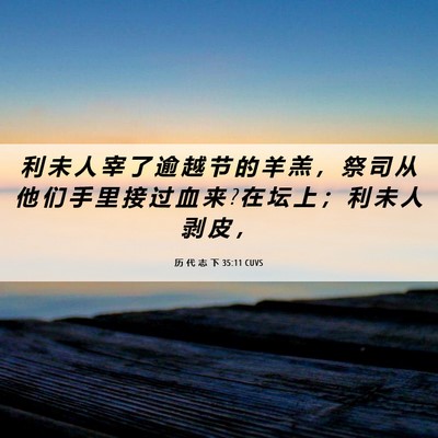 Picture 06 - 历 代 志 下 35:11 CUVS - 利 未 人 宰 了 逾 越 节 的 羊 羔 ， - Bible Verse Picture