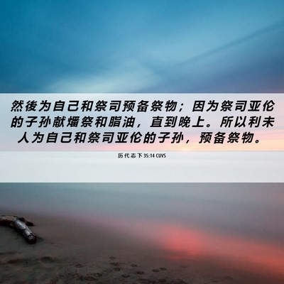 Picture 06 - 历 代 志 下 35:14 CUVS - 然 後 为 自 己 和 祭 司 预 备 祭 物 - Bible Verse Picture