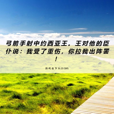 Picture 06 - 历 代 志 下 35:23 CUVS - 弓 箭 手 射 中 约 西 亚 王 。 王 对 - Bible Verse Picture