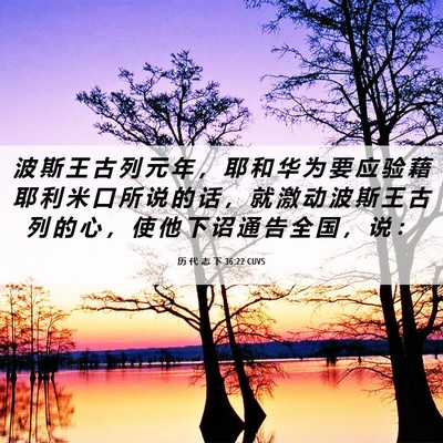 Picture 06 - 历 代 志 下 36:22 CUVS - 波 斯 王 古 列 元 年 ， 耶 和 华 为 - Bible Verse Picture