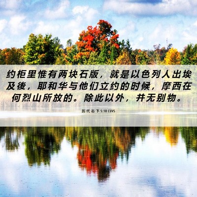 Picture 06 - 历 代 志 下 5:10 CUVS - 约 柜 里 惟 有 两 块 石 版 ， 就 是 - Bible Verse Picture