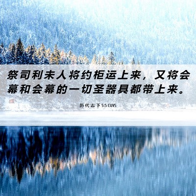 Picture 06 - 历 代 志 下 5:5 CUVS - 祭 司 利 未 人 将 约 柜 运 上 来 ， - Bible Verse Picture