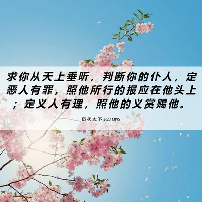Picture 06 - 历 代 志 下 6:23 CUVS - 求 你 从 天 上 垂 听 ， 判 断 你 的 - Bible Verse Picture