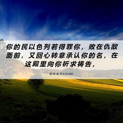 Picture 06 - 历 代 志 下 6:24 CUVS - 你 的 民 以 色 列 若 得 罪 你 ， 败 - Bible Verse Picture