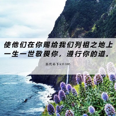 Picture 06 - 历 代 志 下 6:31 CUVS - 使 他 们 在 你 赐 给 我 们 列 祖 之 - Bible Verse Picture