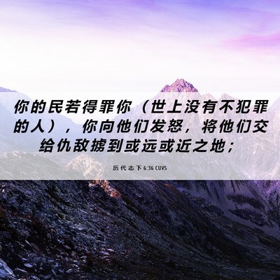 Picture 06 - 历 代 志 下 6:36 CUVS - 你 的 民 若 得 罪 你 （ 世 上 没 有 - Bible Verse Picture