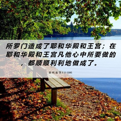 Picture 06 - 历 代 志 下 7:11 CUVS - 所 罗 门 造 成 了 耶 和 华 殿 和 王 - Bible Verse Picture
