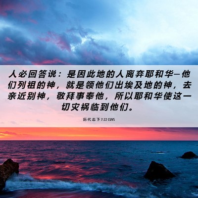 Picture 06 - 历 代 志 下 7:22 CUVS - 人 必 回 答 说 ： 是 因 此 地 的 人 - Bible Verse Picture