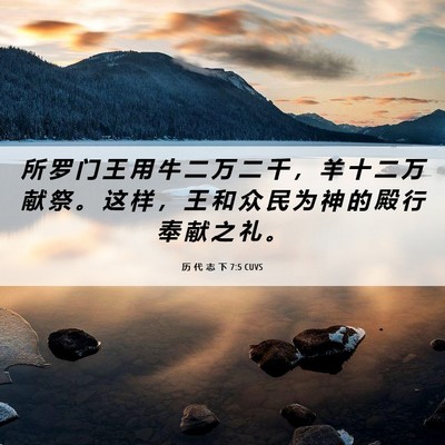 Picture 06 - 历 代 志 下 7:5 CUVS - 所 罗 门 王 用 牛 二 万 二 千 ， 羊 - Bible Verse Picture