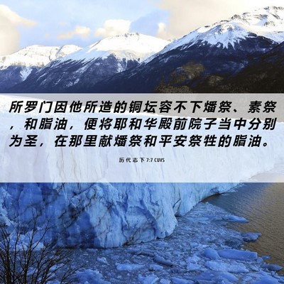 Picture 06 - 历 代 志 下 7:7 CUVS - 所 罗 门 因 他 所 造 的 铜 坛 容 不 - Bible Verse Picture