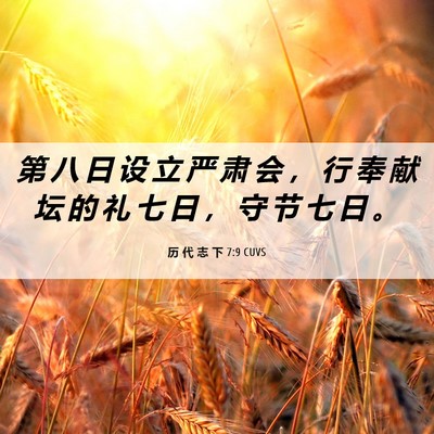 Picture 06 - 历 代 志 下 7:9 CUVS - 第 八 日 设 立 严 肃 会 ， 行 奉 献 - Bible Verse Picture