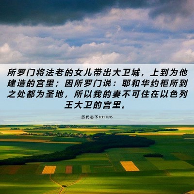 Picture 06 - 历 代 志 下 8:11 CUVS - 所 罗 门 将 法 老 的 女 儿 带 出 大 - Bible Verse Picture