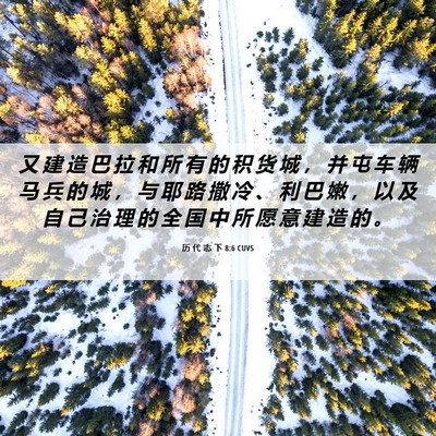 Picture 06 - 历 代 志 下 8:6 CUVS - 又 建 造 巴 拉 和 所 有 的 积 货 城 - Bible Verse Picture